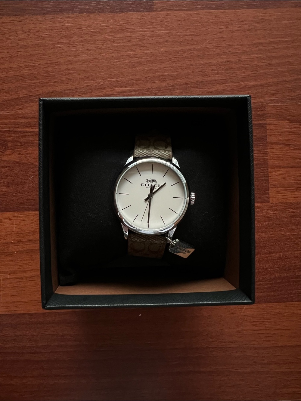 Brown Calfskin Coach Genuine Leather Watch